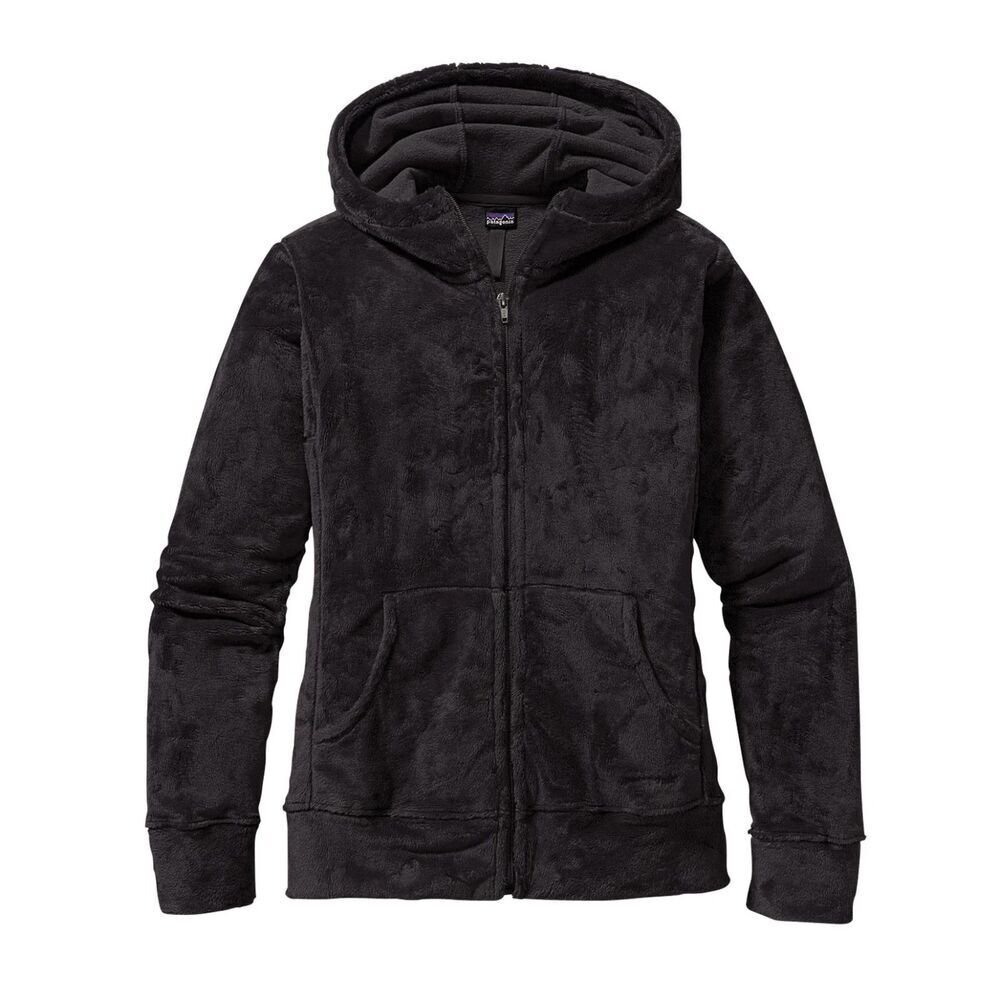 Patagonia Plush Synchilla Hoody Womens M Black Full Zip Fleece Jacket 20954